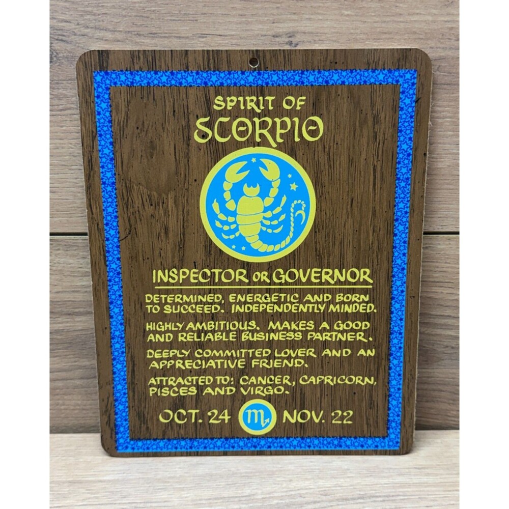 Vintage Spirit Of Scorpio Zodiac Wall Plaque Retro 70s Astrology Home Decor